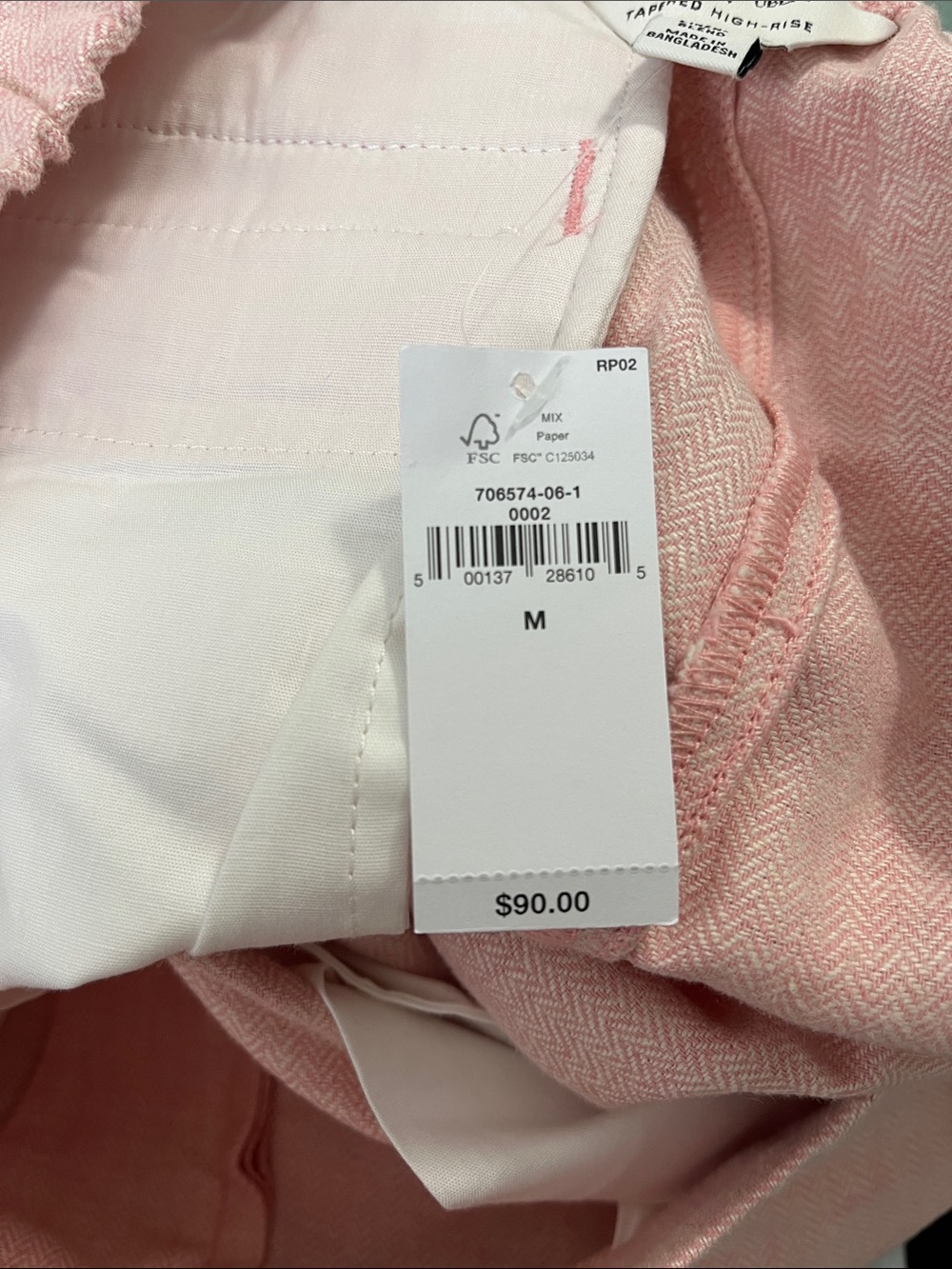 NWT Banana Republic TAPERED LINEN-BLEND PULL-ON PANT Bermuda Sand Pink M - Picture 2 of 3